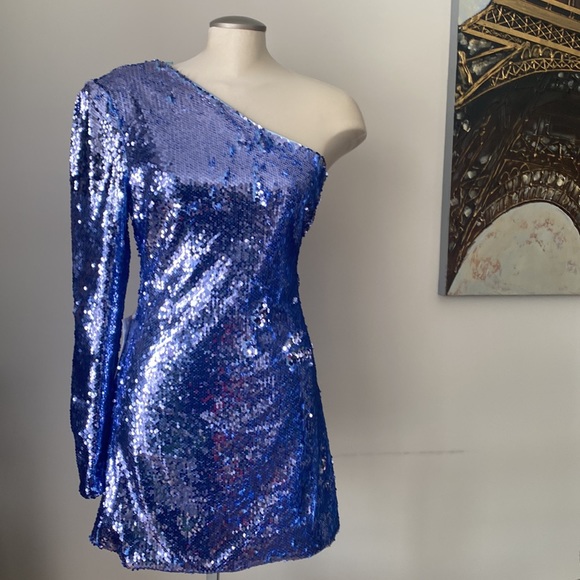 Bardot One Shoulder Sequin Dress ✨🔹Size US 6 / Medium - Picture 2 of 8